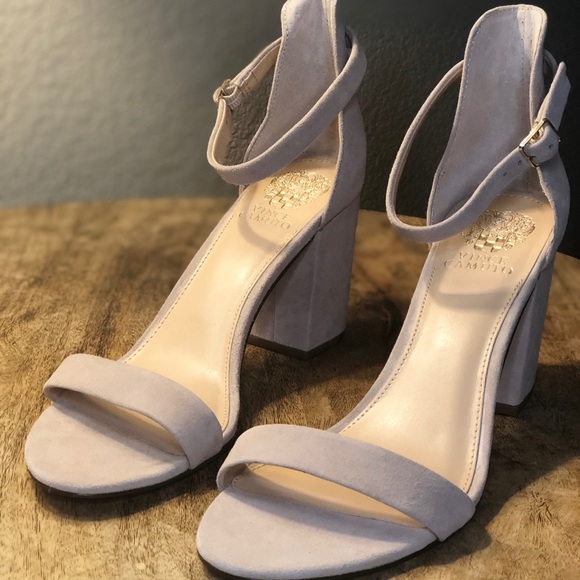 Vince Camuto 3 inch suede beige heels - Picture 2 of 6